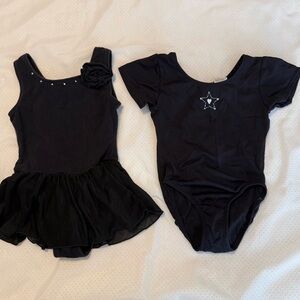 Moret & Danskin Dance Leotards Kids Sz 4/5 Black Star Floral embellish Ballet